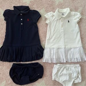Pair of Ralph Lauren Baby Girls Tennis Dresses: Navy & White Size 12 Months